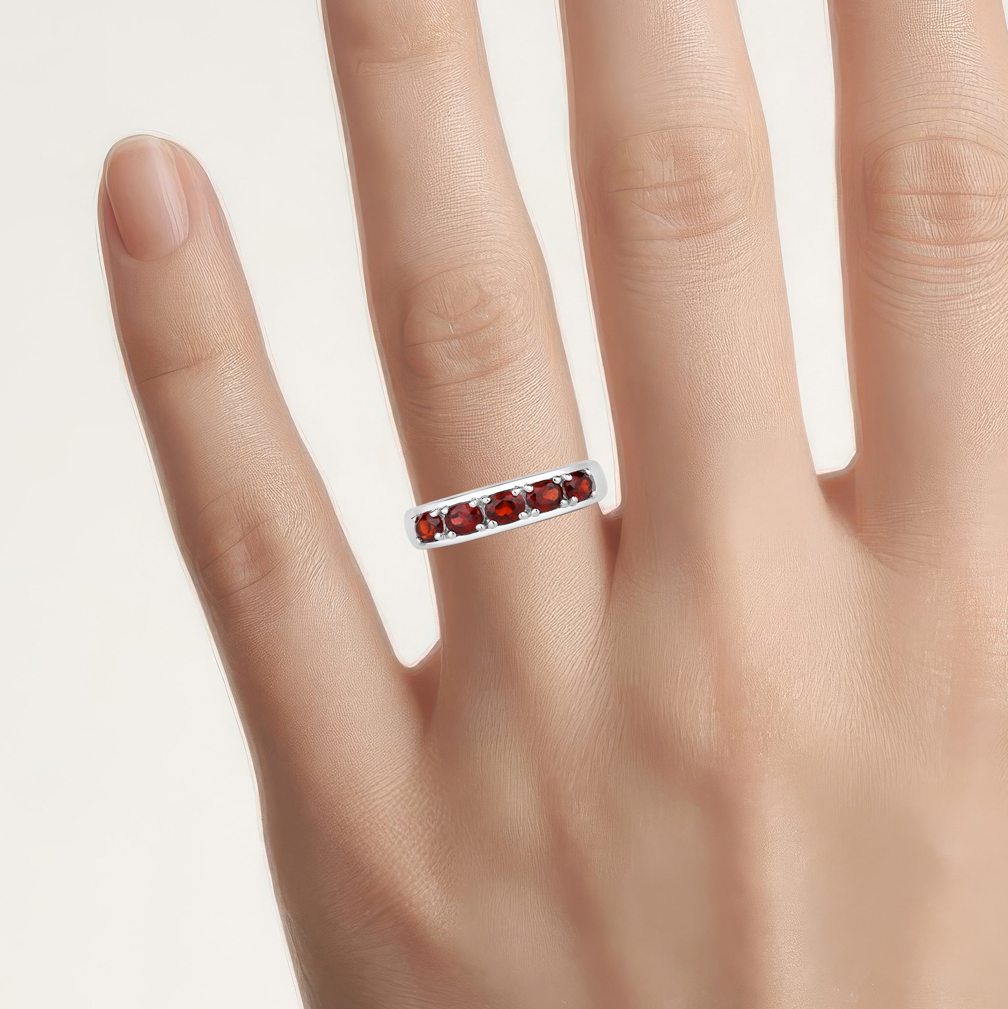 Garnet Ring 0.98 Carats Sterling Silver