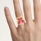 Ruby Butterfly Ring 2.98 Carats Gold Plated Silver