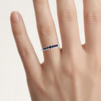 Blue Sapphire Ring With Diamonds 0.38 Carats 14K White Gold