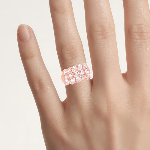 Morganite Ring 3.28 Carats Gold Plated Silver