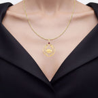 Ruby Cancer Pendant 0.32 Carats Gold Plated Silver