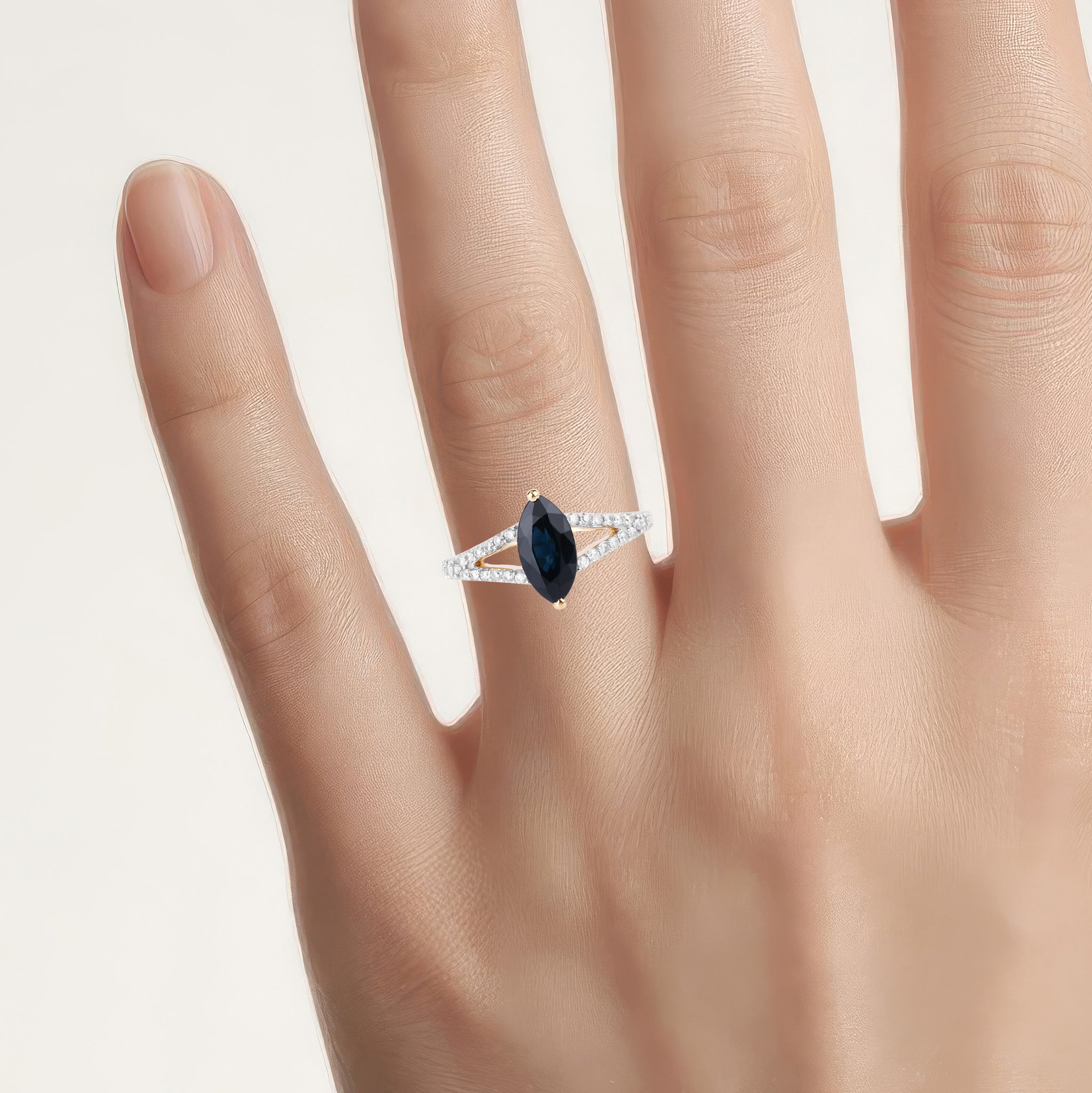 Blue Sapphire Ring With Diamonds 1.46 Carats 14K Yellow Gold