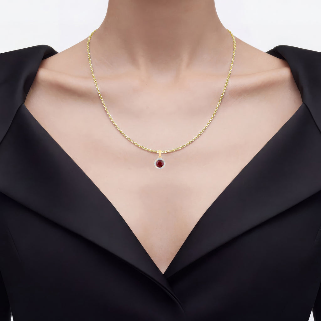 Ruby Pendant With Diamonds 1.46 Carats 14K Yellow Gold