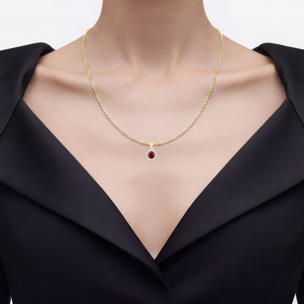 Ruby Pendant With Diamonds 1.46 Carats 14K Yellow Gold