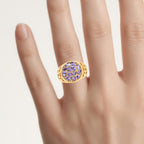 Tanzanite Ring 1.8 Carats Gold Plated Silver