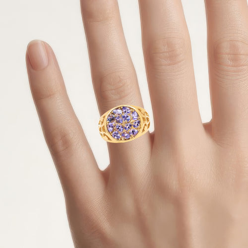 Tanzanite Ring 1.8 Carats Gold Plated Silver