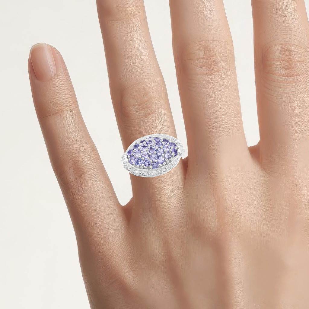Tanzanite Ring With White Topaz 1.61 Carats Sterling Silver