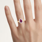 Ruby Ring With Diamonds 1.56 Carats 10K Yellow Gold