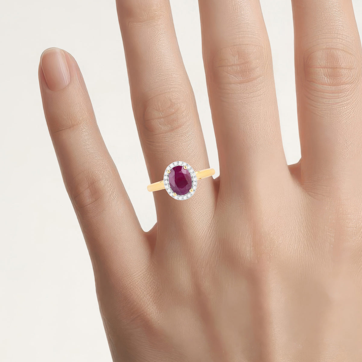 Ruby Ring With Diamonds 1.56 Carats 10K Yellow Gold