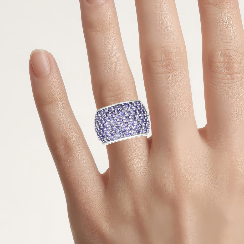 Tanzanite Ring 4.18 Carats Sterling Silver