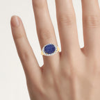 Tanzanite Ring With White Topaz 7.66 Carats Gold Plated Silver