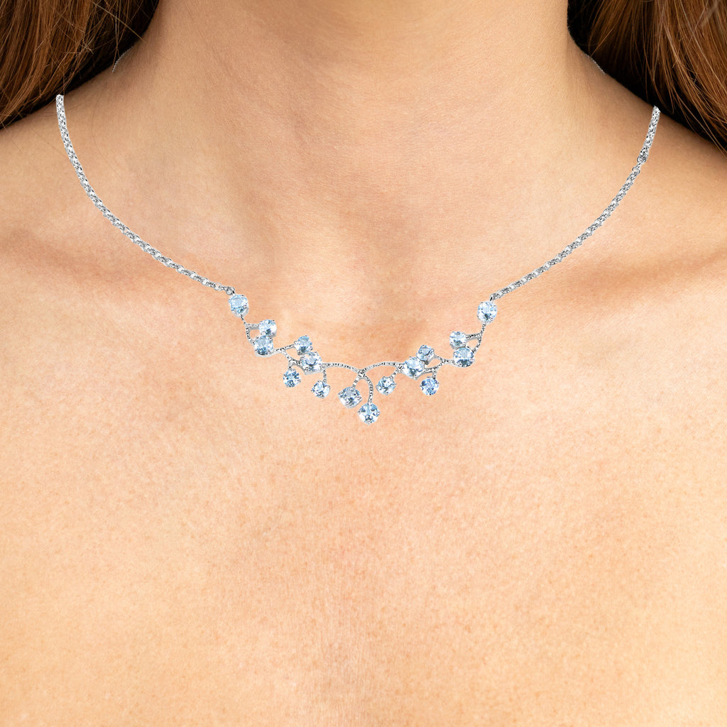 Blue Topaz Necklace 7.32 Carats Sterling Silver