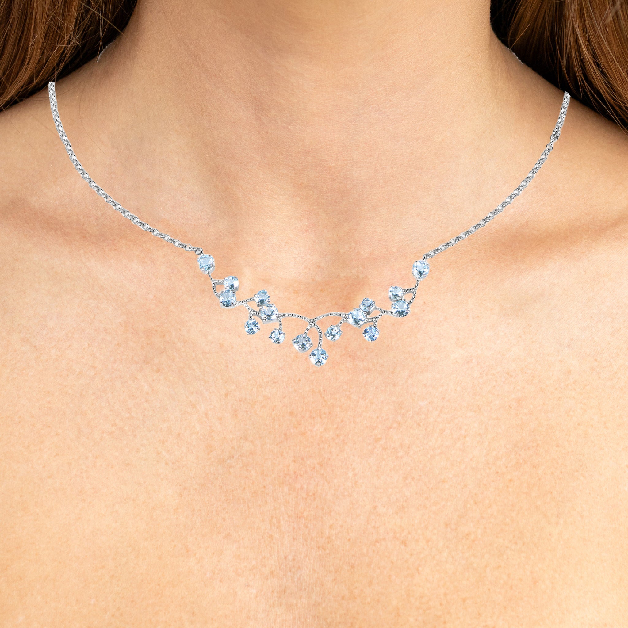 Blue Topaz Necklace 7.32 Carats Sterling Silver