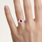 Ruby Ring With Diamonds 1.02 Carats 14K White Gold