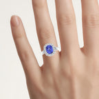 Tanzanite Ring With Diamonds 2.6 Carats 14K White Gold