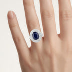Blue Sapphire Ring With Diamonds 4.78 Carats 14K White Gold