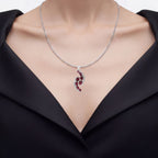 Rhodolite Garnet Pendant With White Topaz 7.24 Carats Sterling Silver