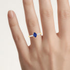 Blue Sapphire Ring With Diamonds 1.18 Carats 18K Yellow Gold