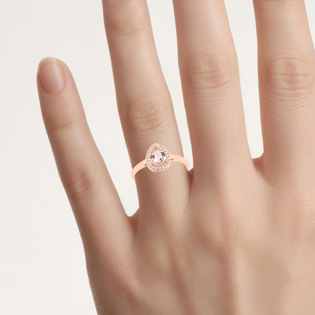 Morganite Ring With Diamonds 0.62 Carats 14K Rose Gold