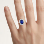 Blue Sapphire Ring With Diamonds 3.38 Carats 18K Yellow Gold