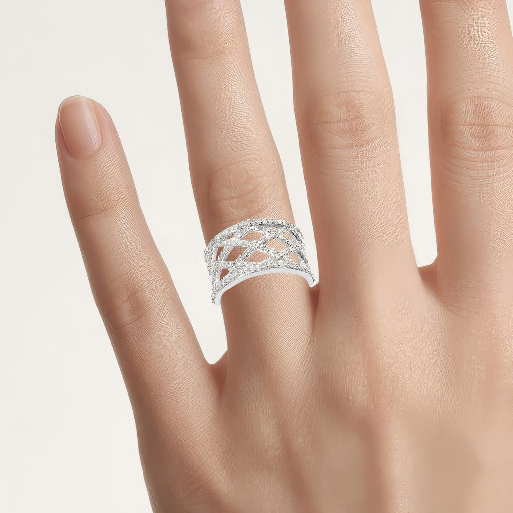 Diamond Ring 0.9 Carats Sterling Silver