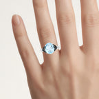 Swiss Blue Topaz Ring With White Topaz 5.32 Carats Sterling Silver
