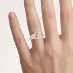 Tanzanite Ring With White Topaz 1.58 Carats Gold Plated Silver