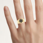Black Diamond Ring 0.96 Carats Gold Plated Silver