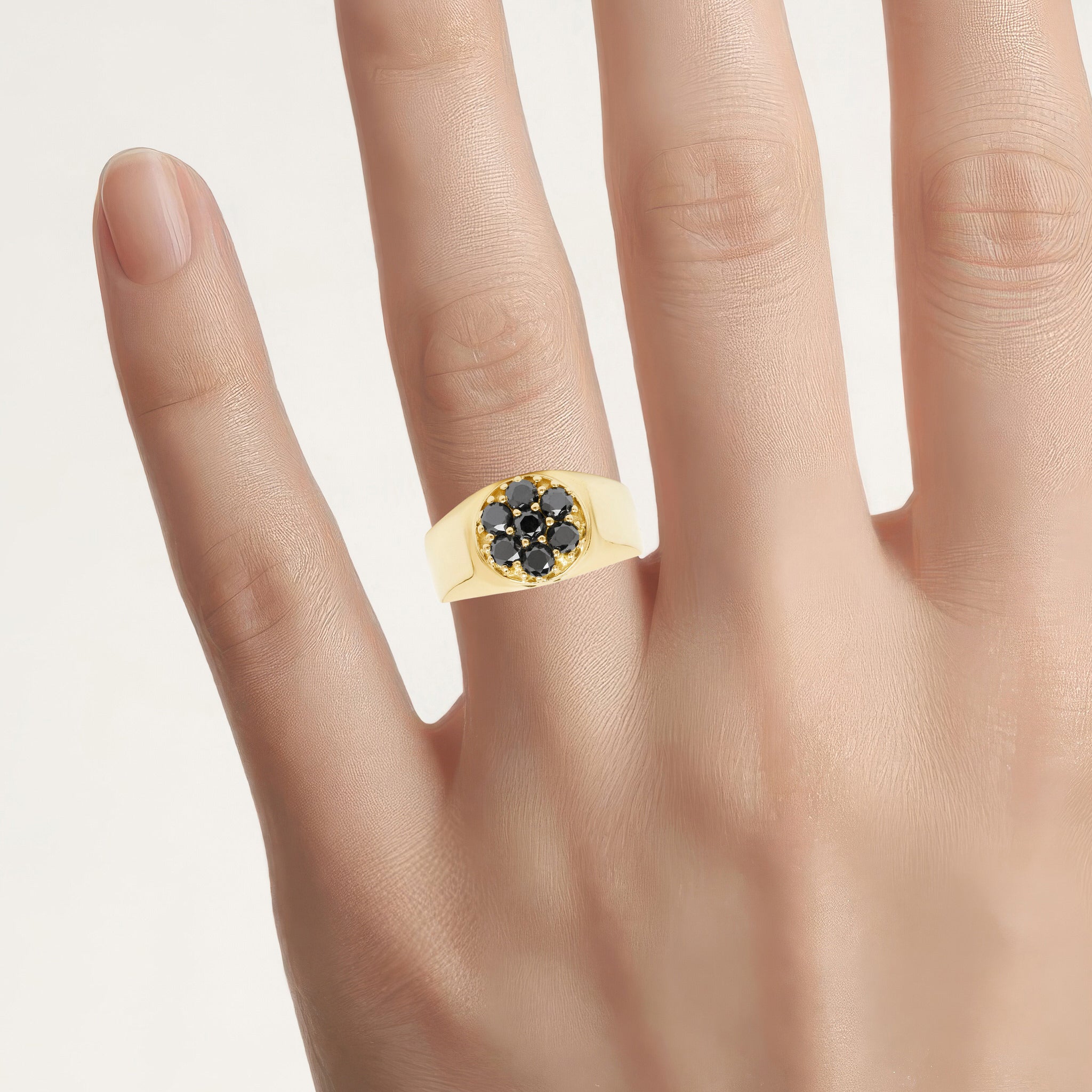 Black Diamond Ring 0.96 Carats Gold Plated Silver