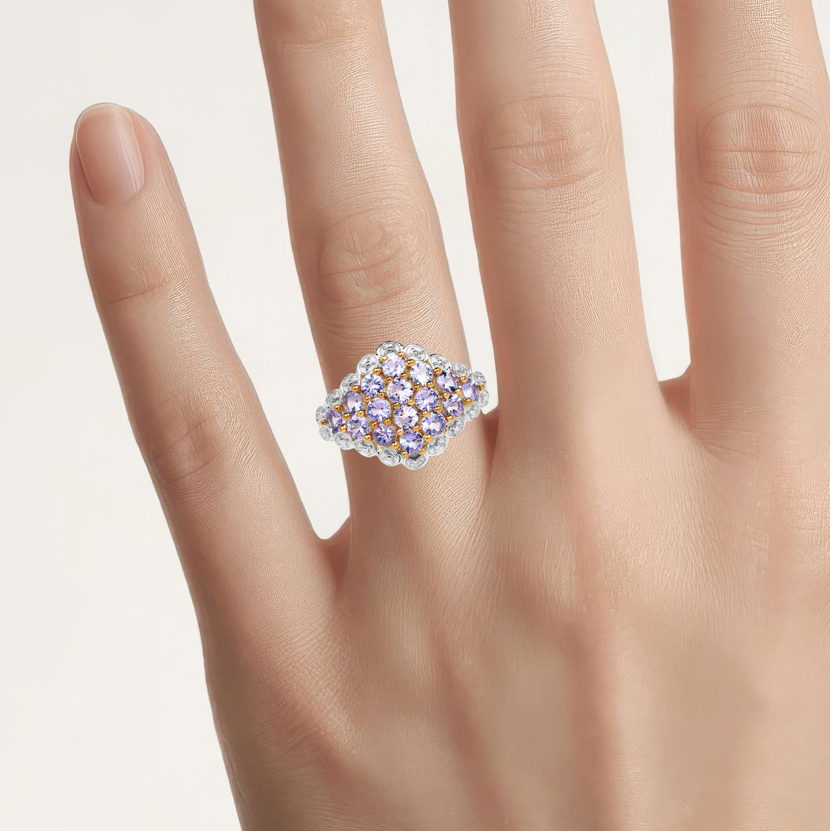 Tanzanite Ring 1.58 Carats Gold Plated Silver