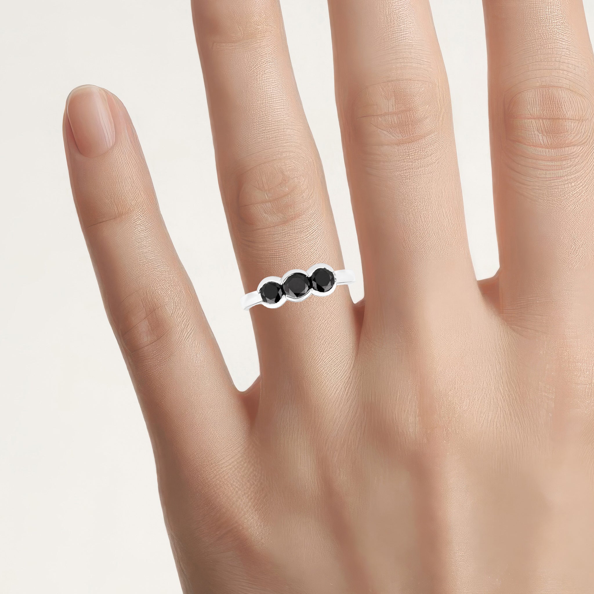 Black Diamond Ring 1.2 Carats Sterling Silver