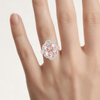 Morganite Flower Ring With Diamonds 3.02 Carats Gold Plated Silver