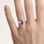 Amethyst Bat Ring With White Topaz 1.11 Carats Sterling Silver