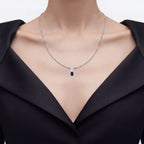 Blue Sapphire Pendant With Diamonds 1.68 Carats 14K White Gold