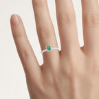 Zambian Emerald Ring With Diamonds 0.64 Carats 14K White Gold