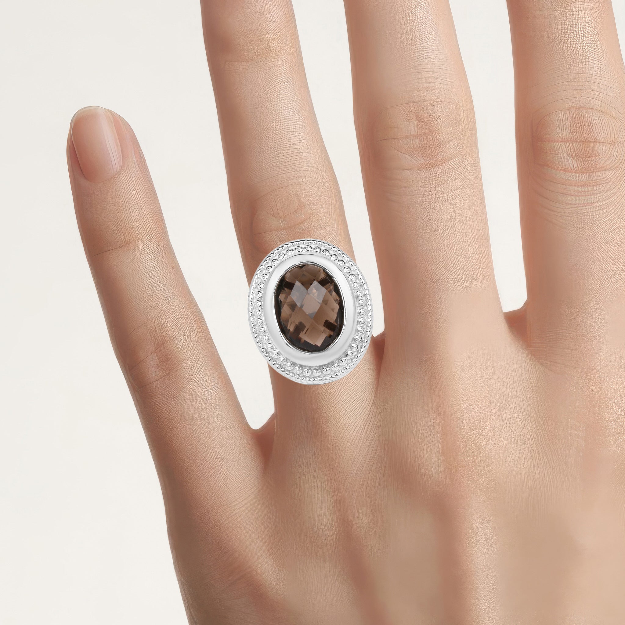 Smoky Quartz Ring 7.88 Carats Sterling Silver