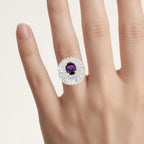 Amethyst Ring With White Topaz 3.16 Carats Gold Plated Silver