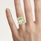 Lemon Quartz Ring With Peridot 9.32 Carats Sterling Silver