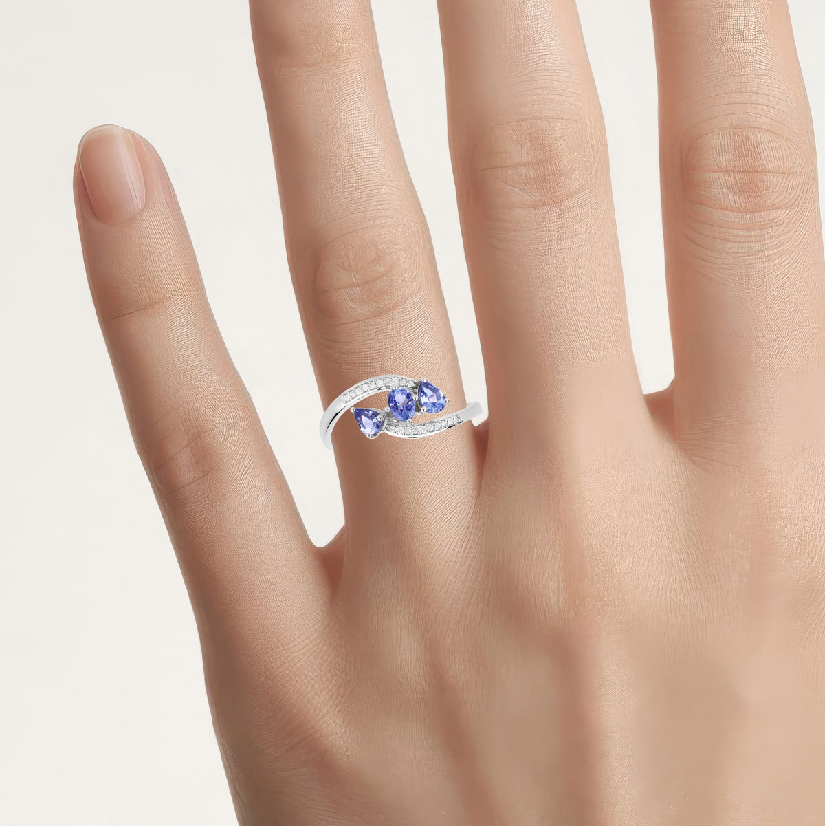 Tanzanite Ring With Diamonds 0.46 Carats 14K White Gold