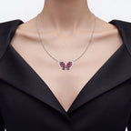 Ruby Butterfly Pendant With White Zircon 4.08 Carats Sterling Silver