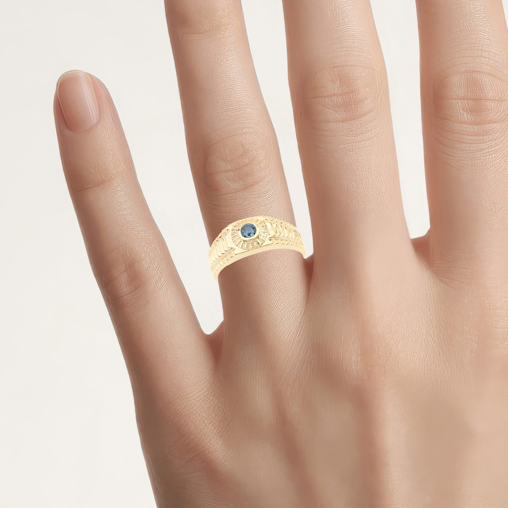 Blue Diamond Ring 0.18 Carats Gold Plated Silver