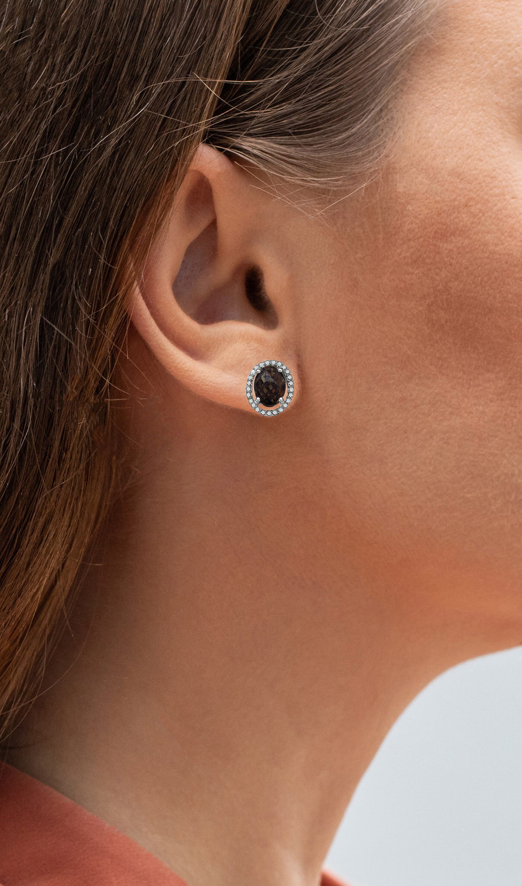 Smoky Quartz Earrings With Diamonds 2.34 Carats Sterling Silver