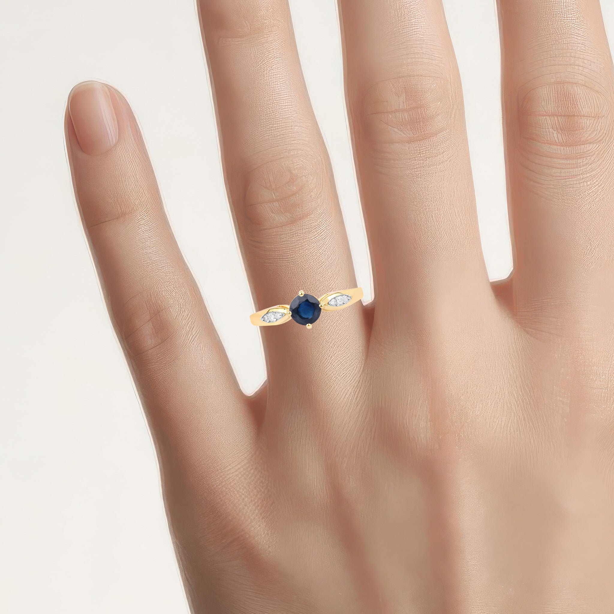 Blue Sapphire Ring With Diamonds 0.86 Carats 10K Yellow Gold