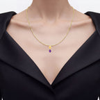 Amethyst Skull Pendant 0.66 Carats Gold Plated Silver