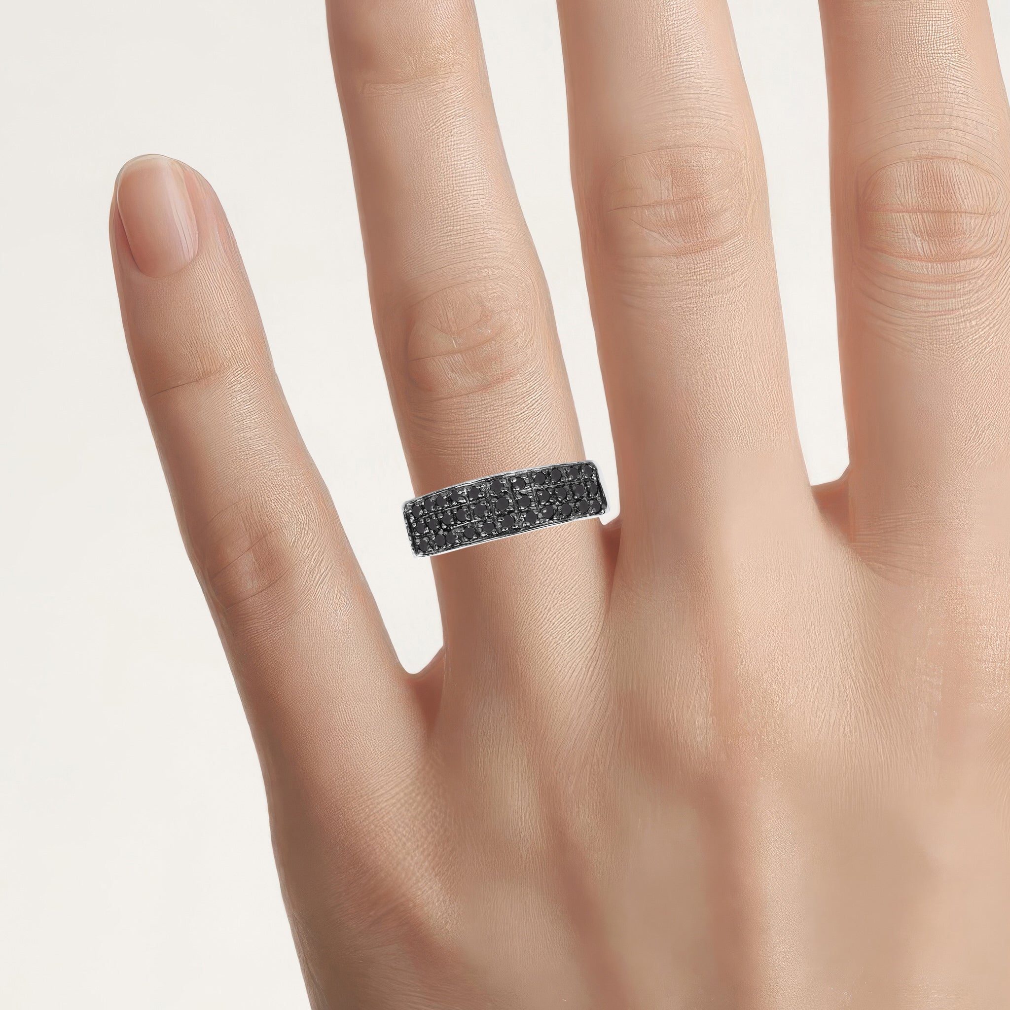 Black Diamond Ring 0.34 Carats Sterling Silver