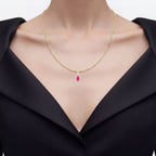 Ruby Pendant With Diamonds 1.58 Carats 14K Yellow Gold