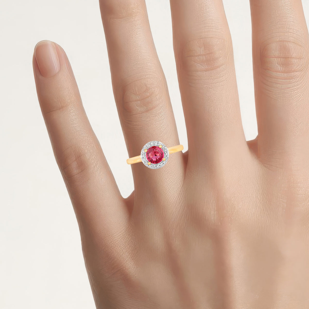 Ruby Ring With Diamonds 1.08 Carats 14K Yellow Gold