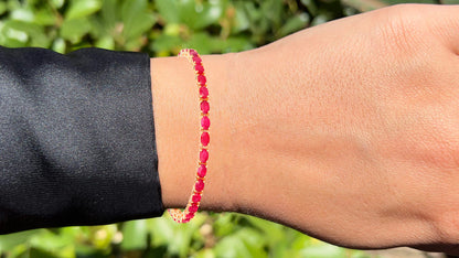 Ruby Bracelet 9.16 Carats 10K Yellow Gold