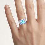 Swiss Blue Topaz Ring With Tanzanite 4.08 Carats Sterling Silver