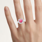 Ruby Ring With White Topaz 3.28 Carats Sterling Silver